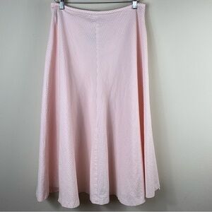 Lauren Ralph Lauren Orange Peach White Seersucker Maxi A-Line Skirt Size 6